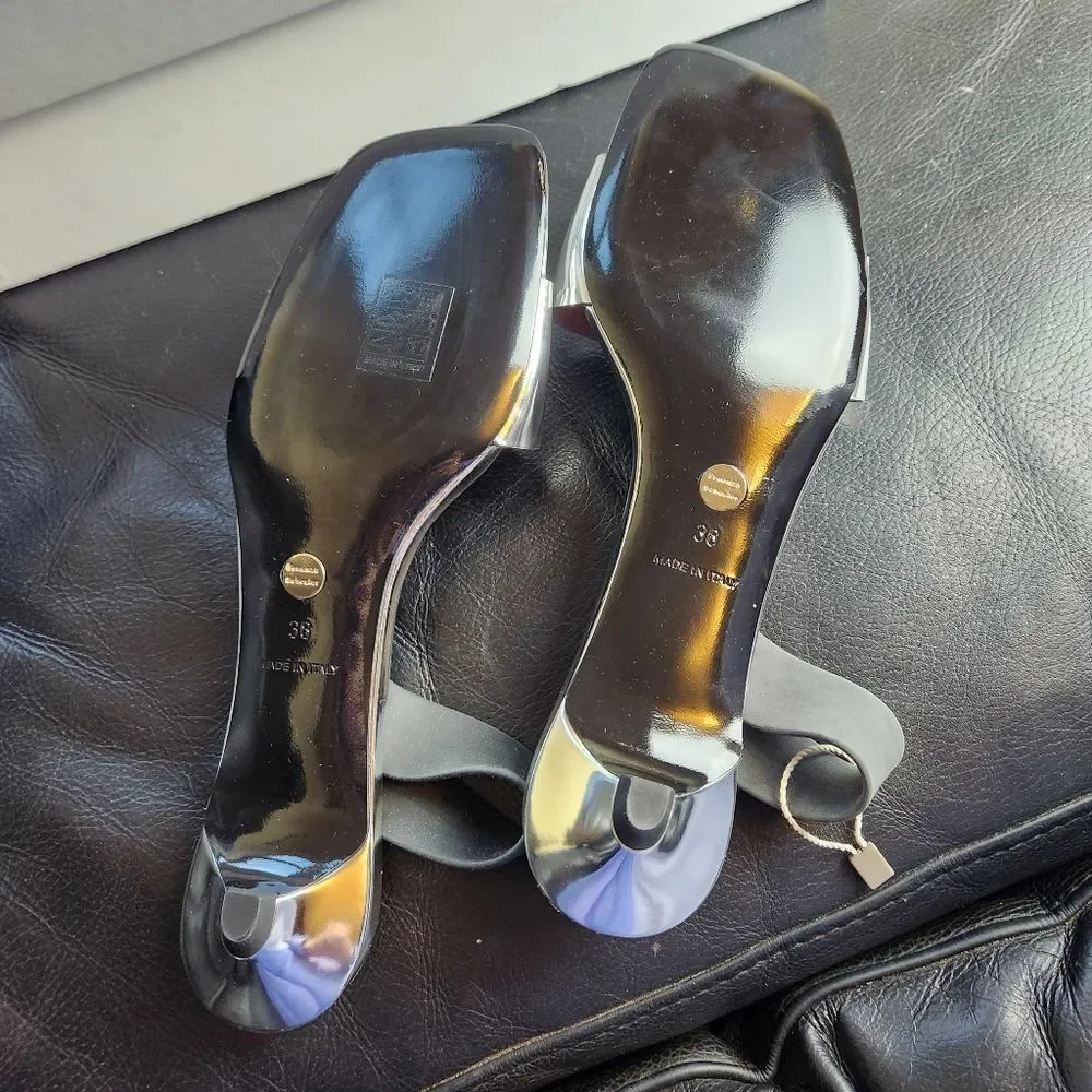 PROENZA SCHOULER silver kitten heels sandals 8(38) BNWB - Picture 4 of 6